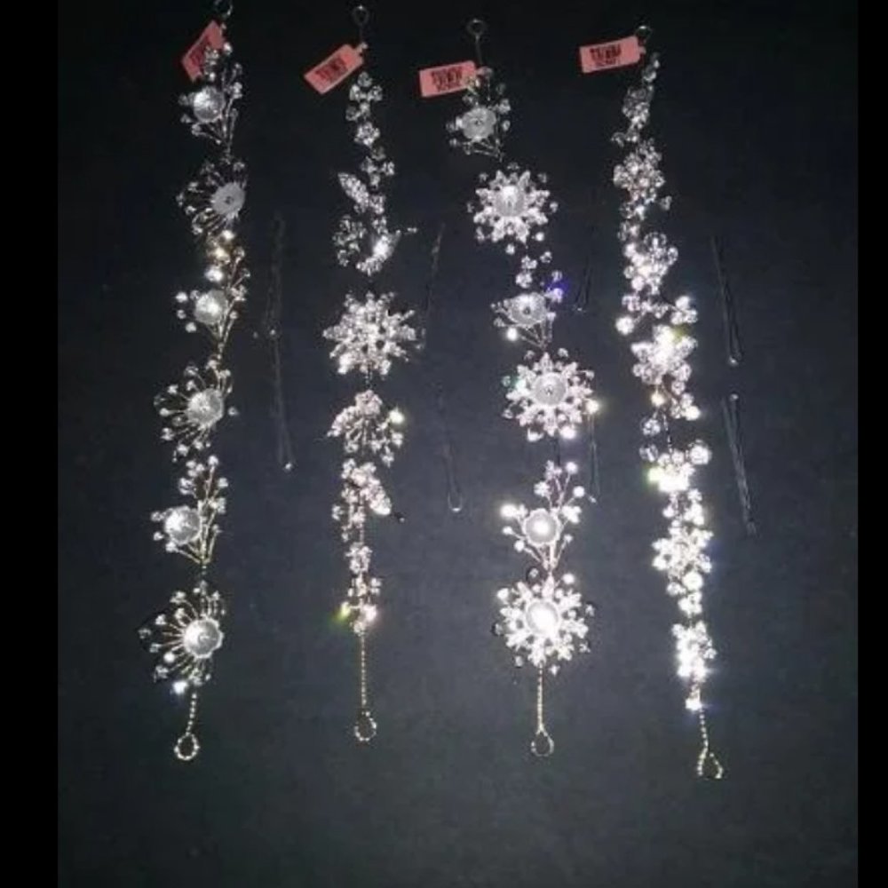 NWT 4 Bridal Austrian Crystal Hair Vine Jewelry Bands Headband